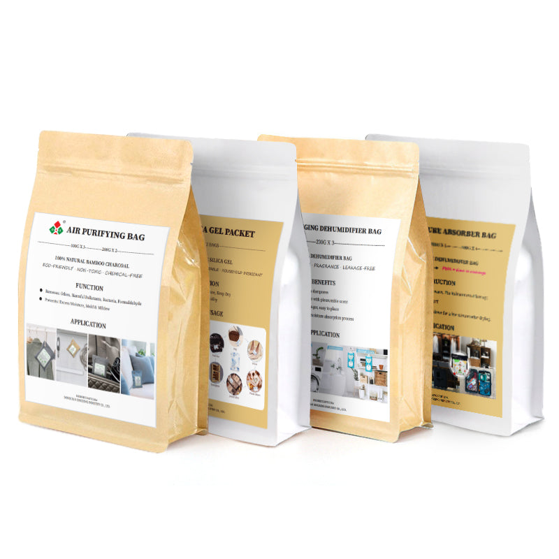 Experience a cleaner, healthier living environment with our 4-in-1 home solution kit that includes a dehumidification bag, food-grade silica gel, car dehumidifi